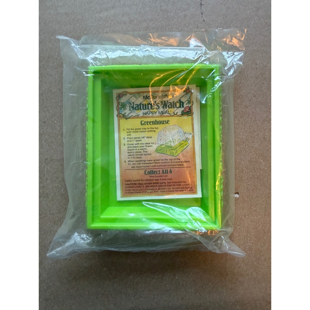 Vintage 1991 McDonalds Natures Watch Happy Meal Greenhouse Toy Sealed New